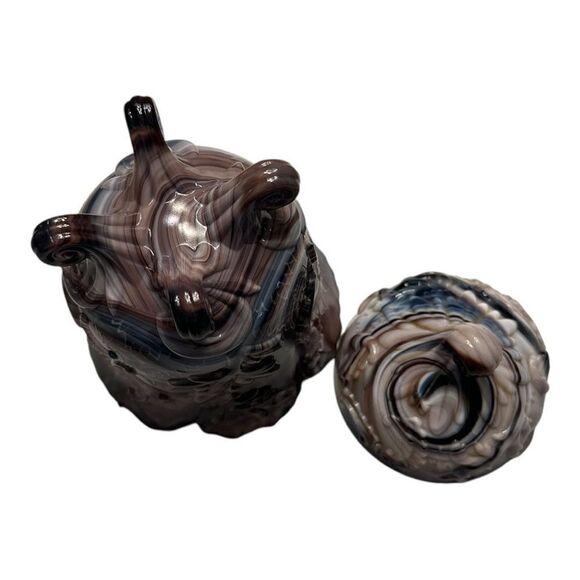 Imperial Glass Purple Slag Footed Covered Candy Jar 1960’s marbled pattern - Picture 2 of 11